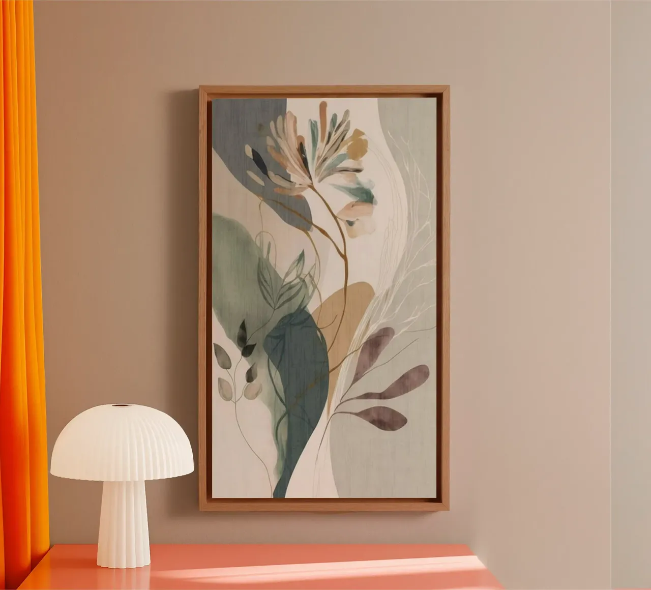 curve line branch shape Leinwand mit Schattenfugenrahmen von Good days
