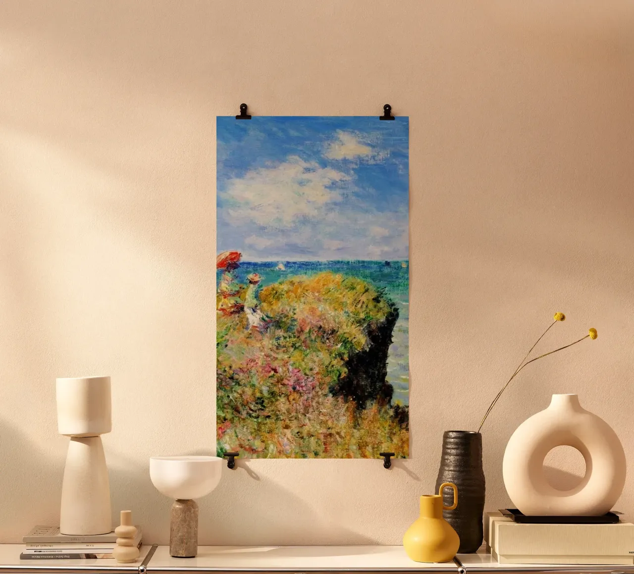art hill in beach poster con telaio in legno da lily