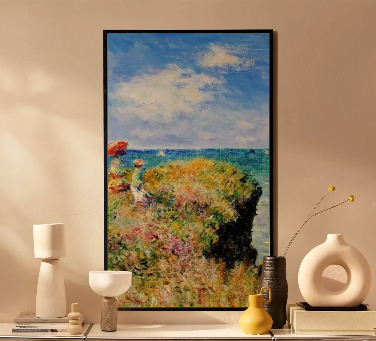 art hill in beach poster con telaio in legno da lily
