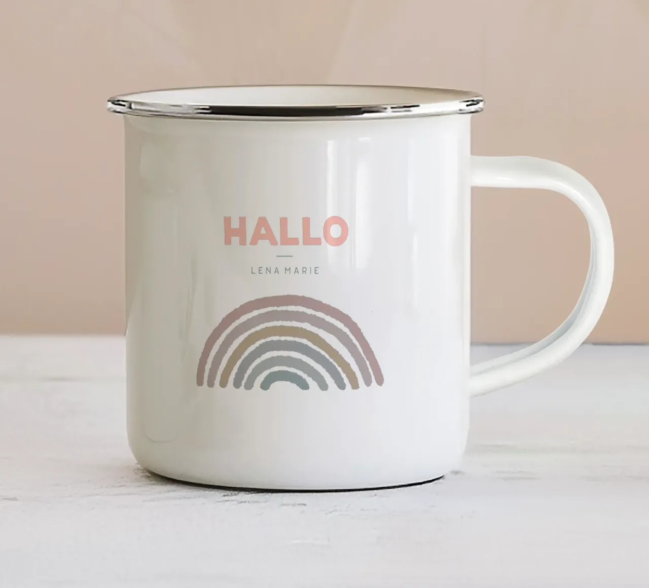 Il mio arcobaleno tazza in smalto da Kartenliebe