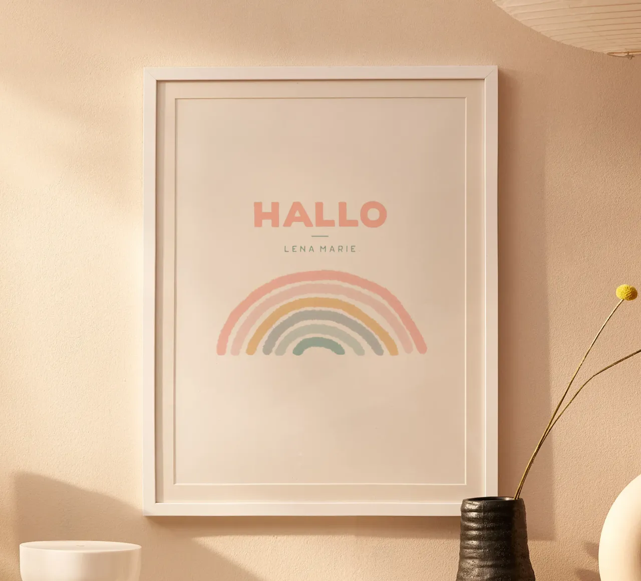 Il mio arcobaleno poster con telaio in legno da Kartenliebe