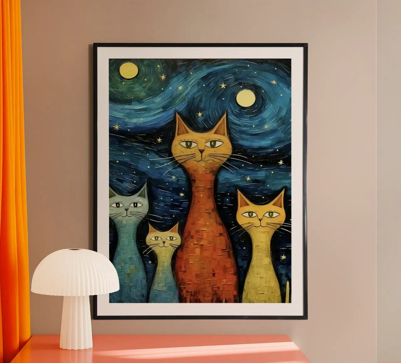 cat in art poster con telaio in legno da Good days