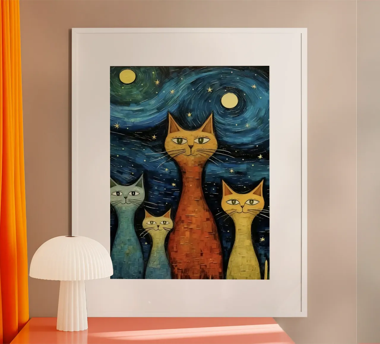 cat in art poster con telaio in legno da Good days