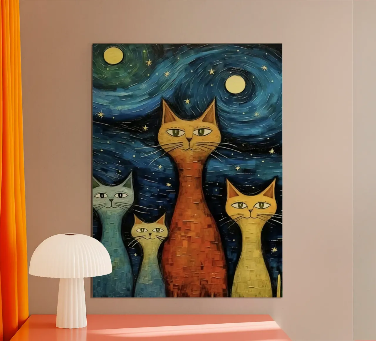 cat in art poster con telaio in legno da Good days