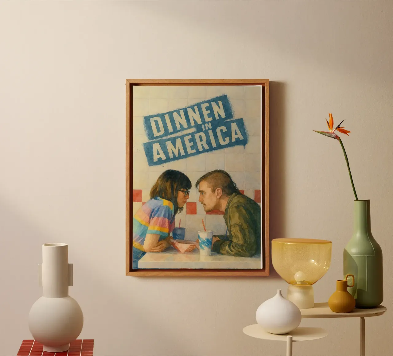 Diner in Amerika Films herschilderen canvas met Baklijst van joexs