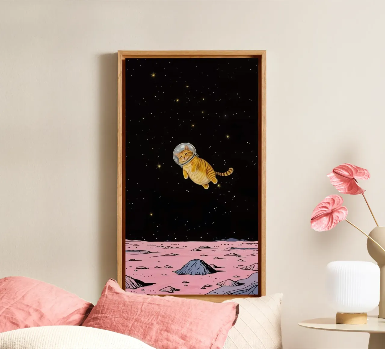 space cat tela con Cornice a cassetta da Good days