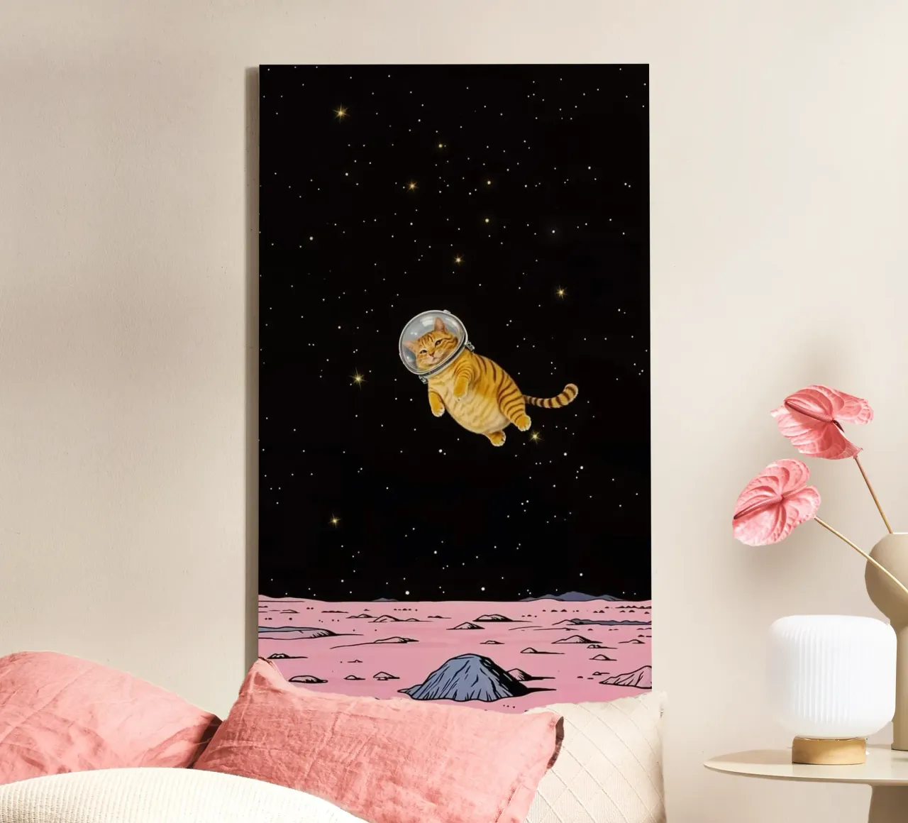 space cat tela con Cornice a cassetta da Good days