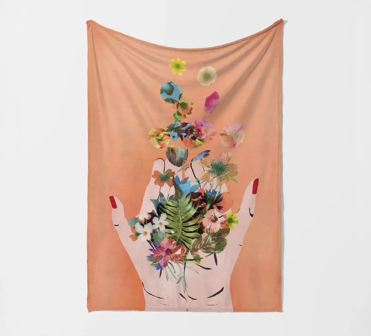 Fridas Hands (coral) Fleecedecke von treechild