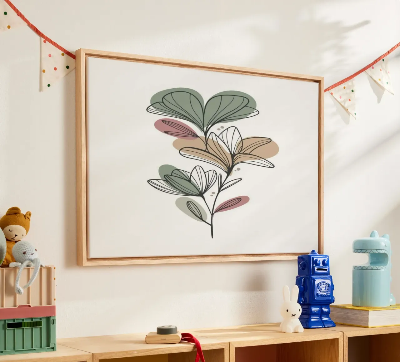 flower leaf color tela con Cornice a cassetta da Good days