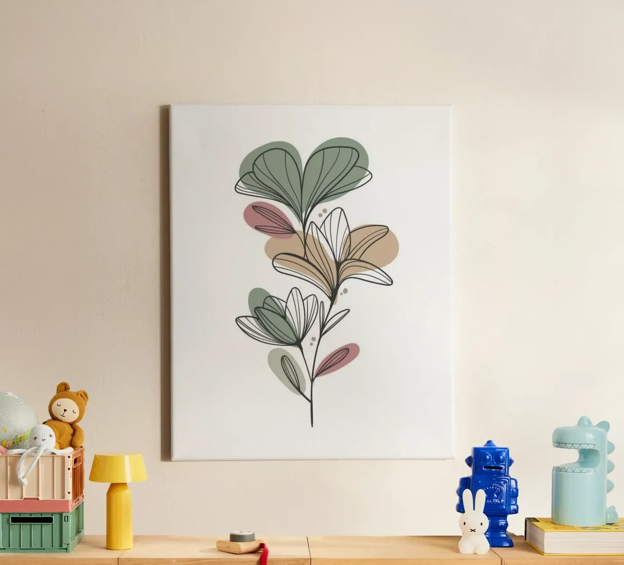 flower leaf color tela con Cornice a cassetta da Good days