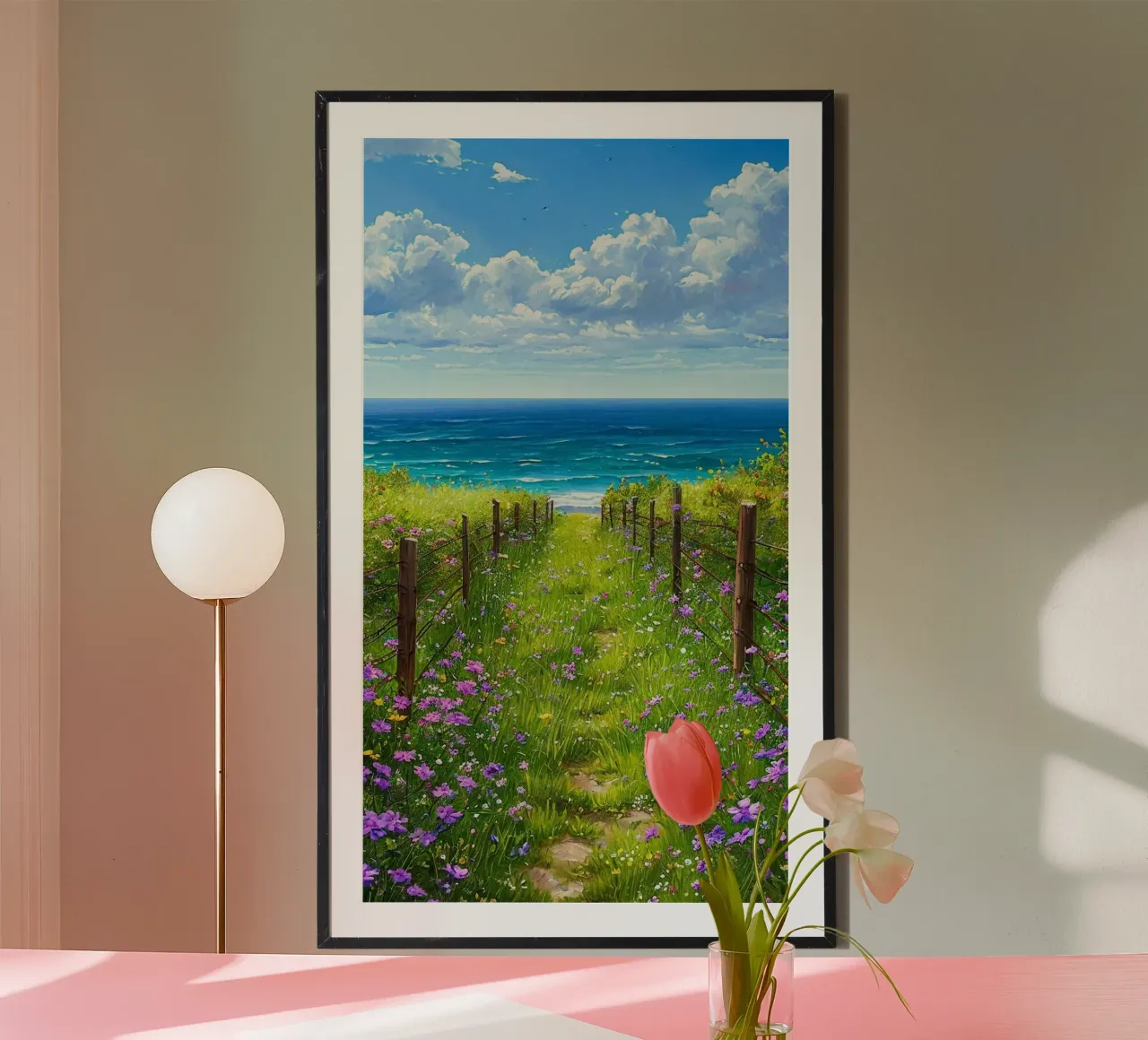 grass flower fence poster da lily