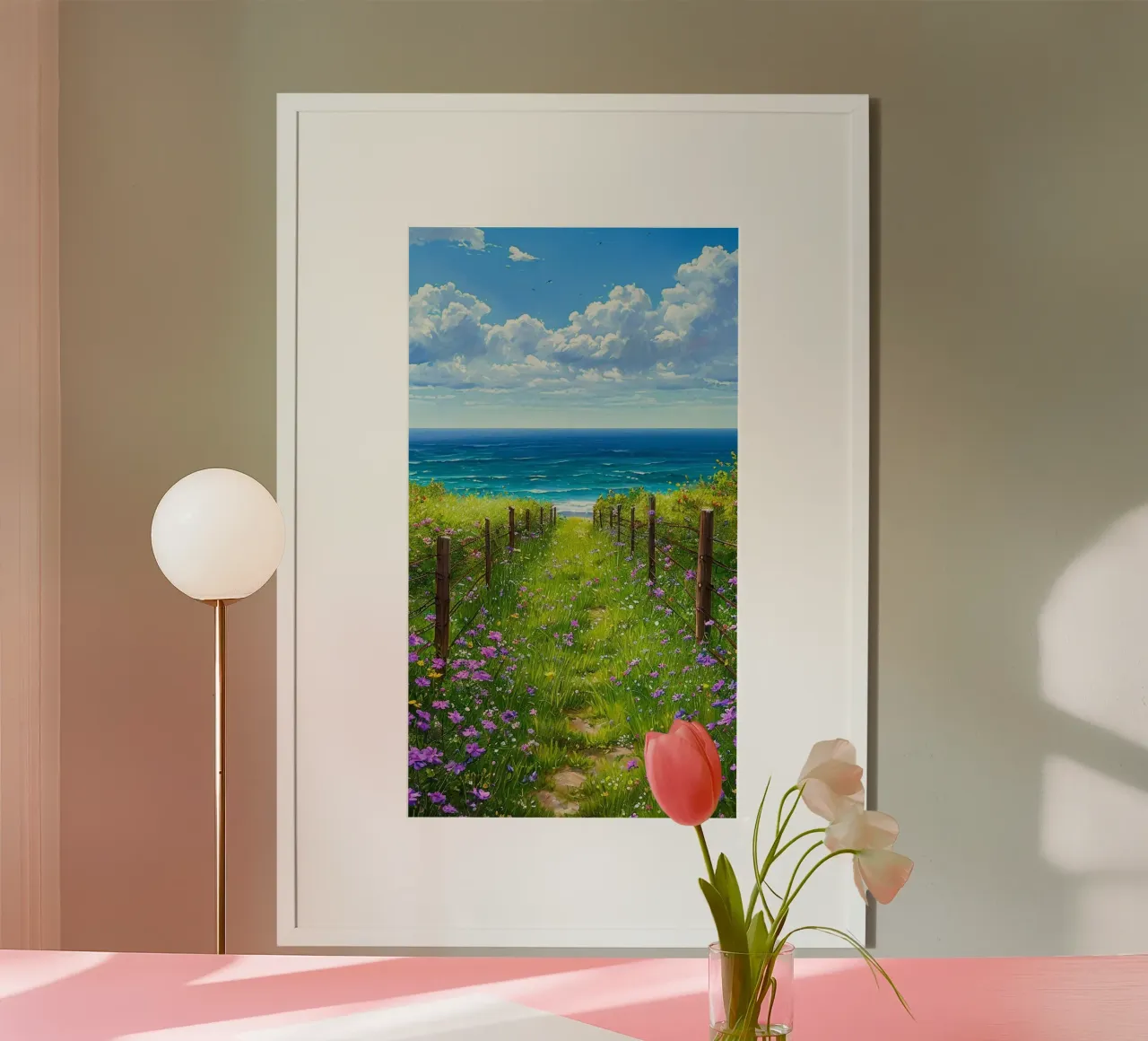 grass flower fence poster da lily