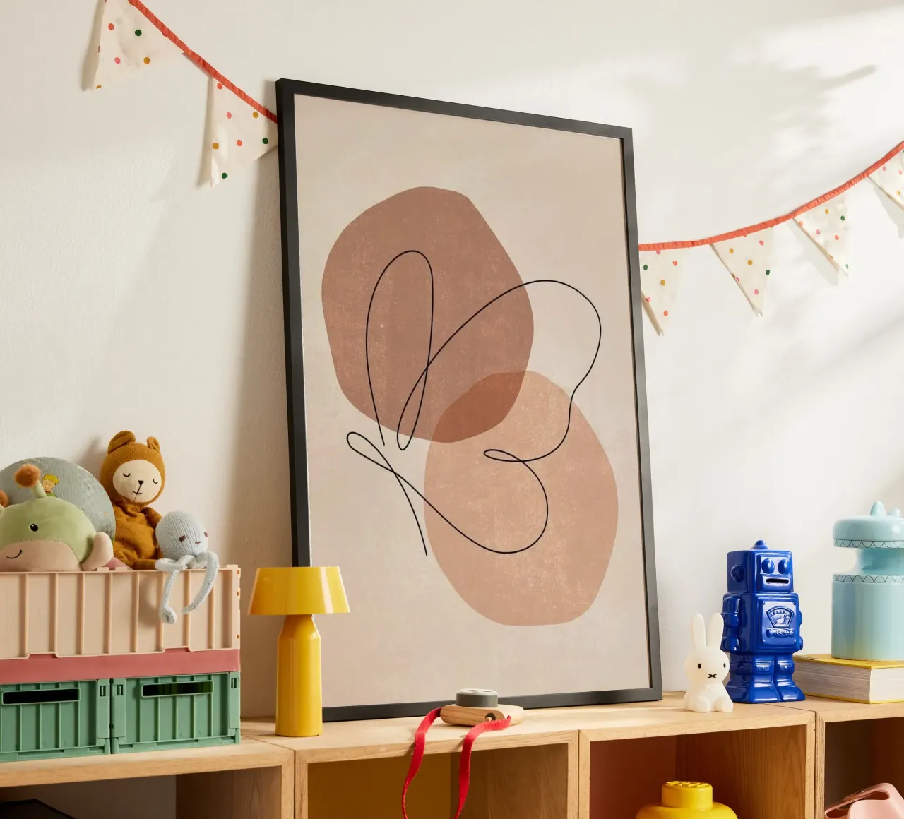 line of butterfly poster con telaio in legno da carsa