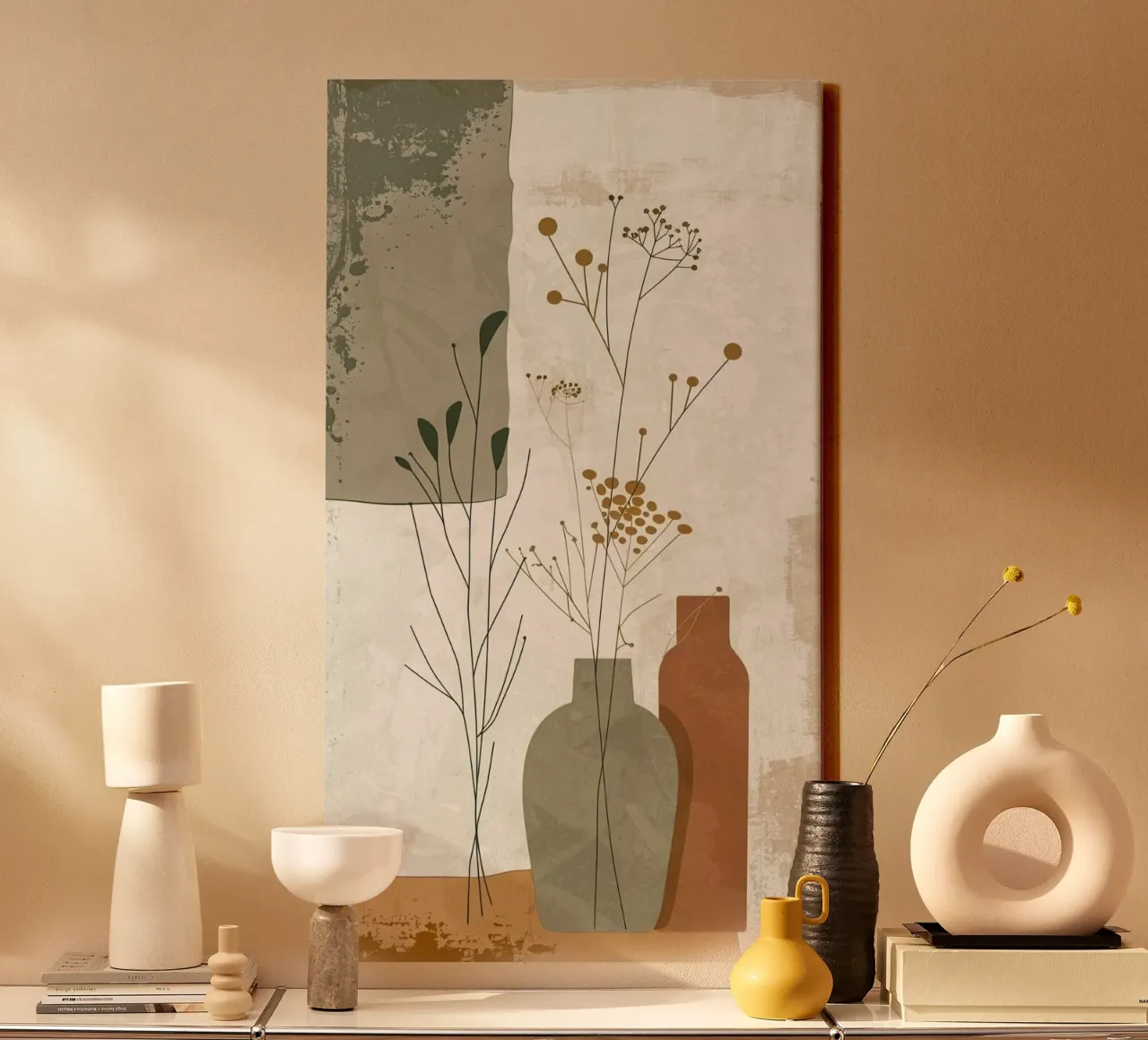 shape vase flower tela con Cornice a cassetta da carsa