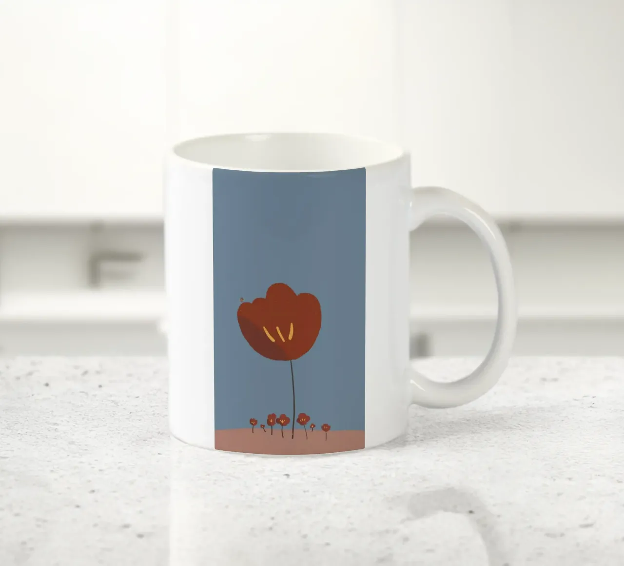 red flower minimal tazza in ceramica da kichin