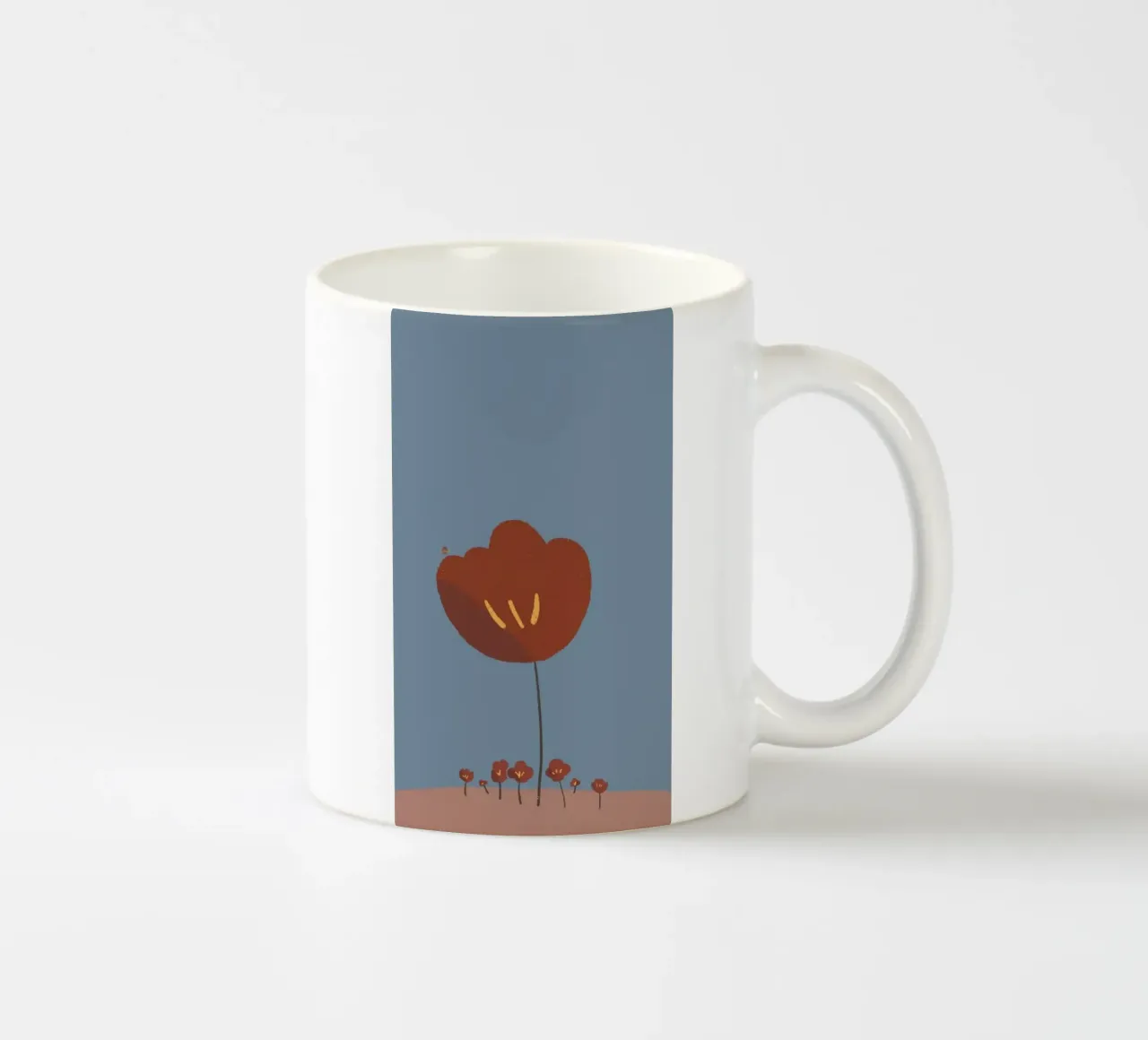 red flower minimal tazza in ceramica da kichin