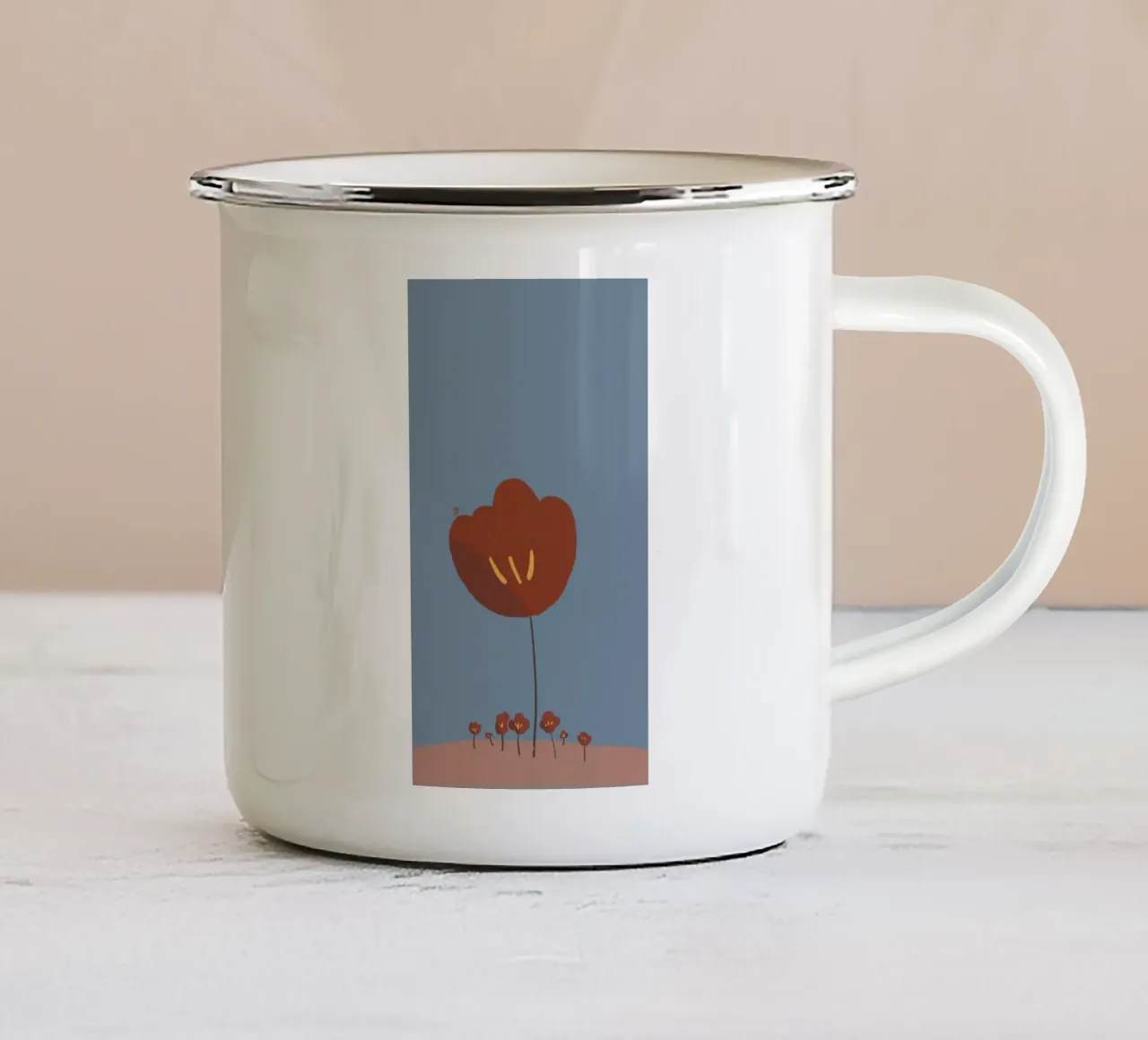 red flower minimal tazza in smalto da kichin