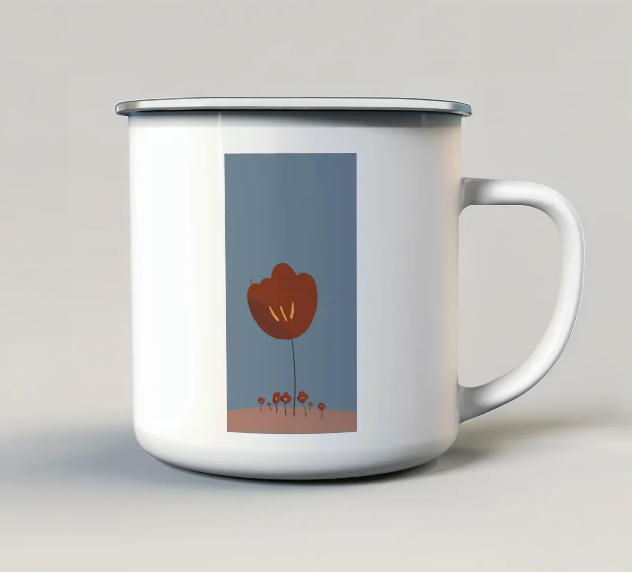 red flower minimal tazza in smalto da kichin
