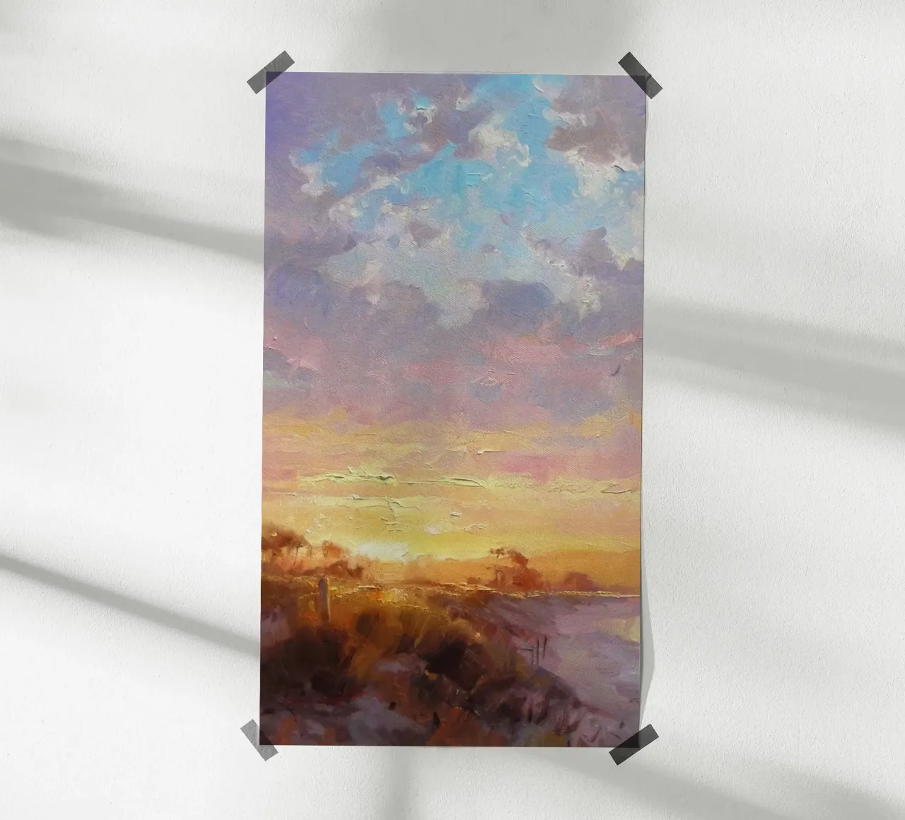 sunset beach grass poster da kichin