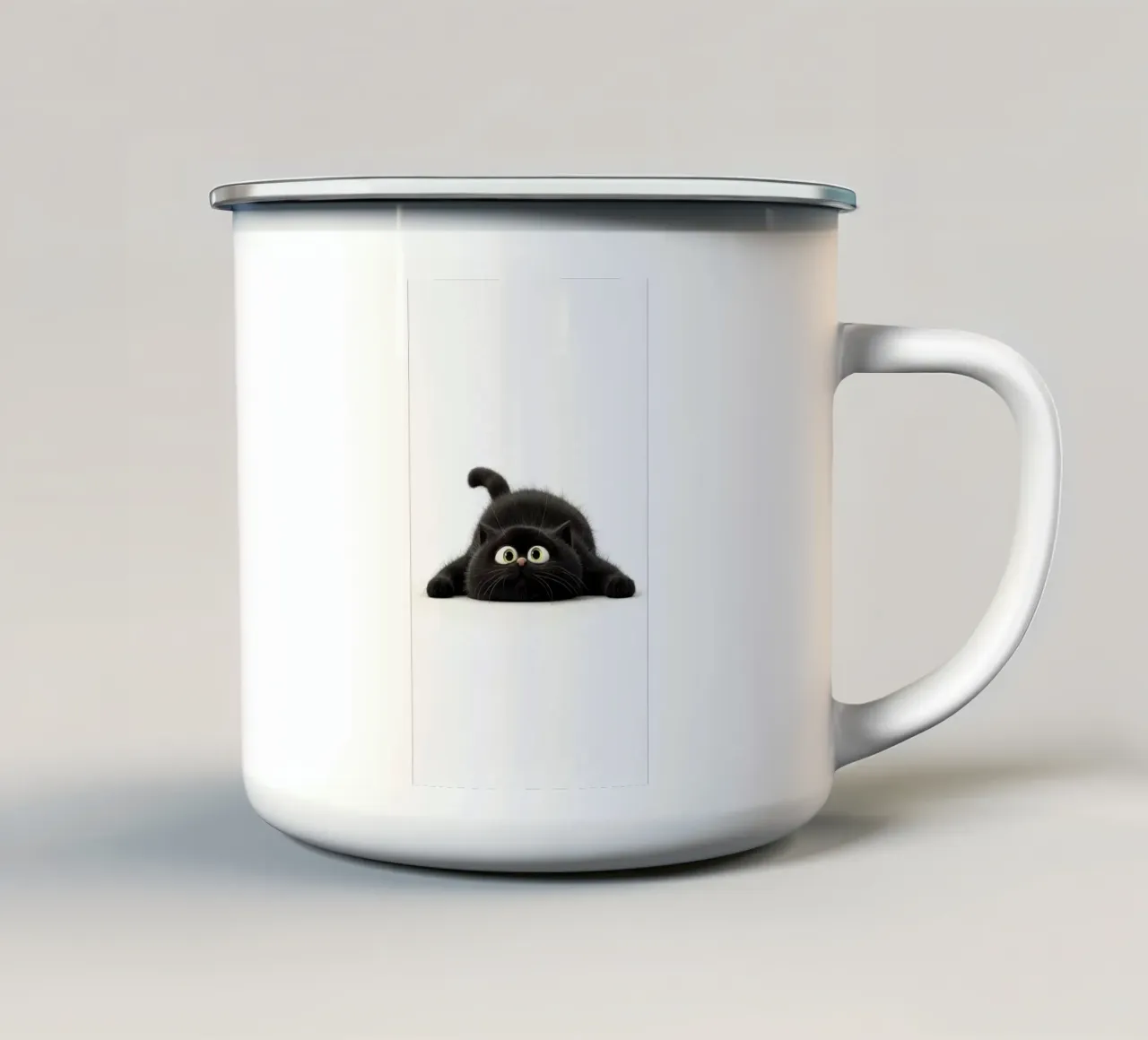 cat in white tazza in smalto da kichin