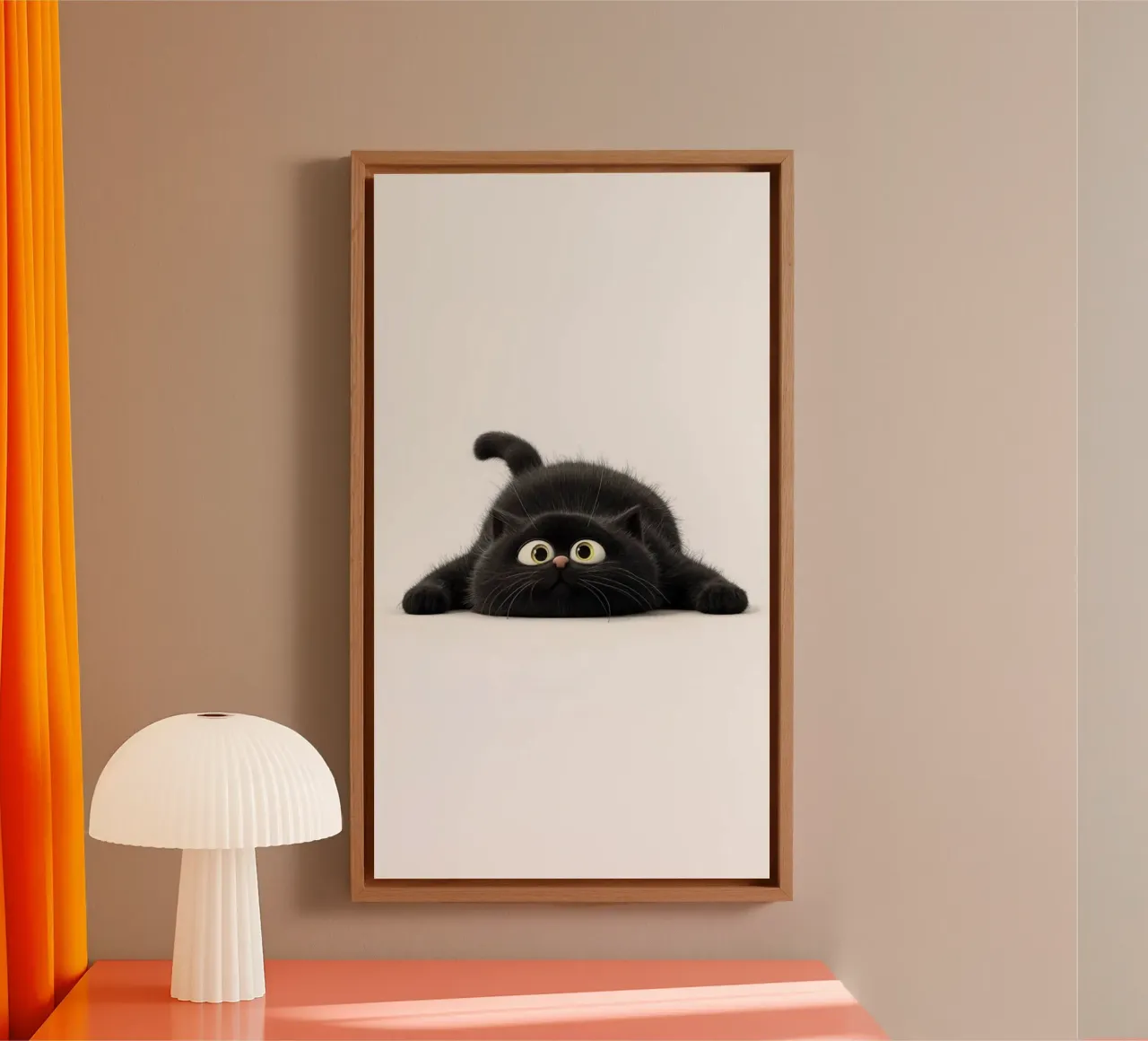cat in white canvas met Baklijst van kichin