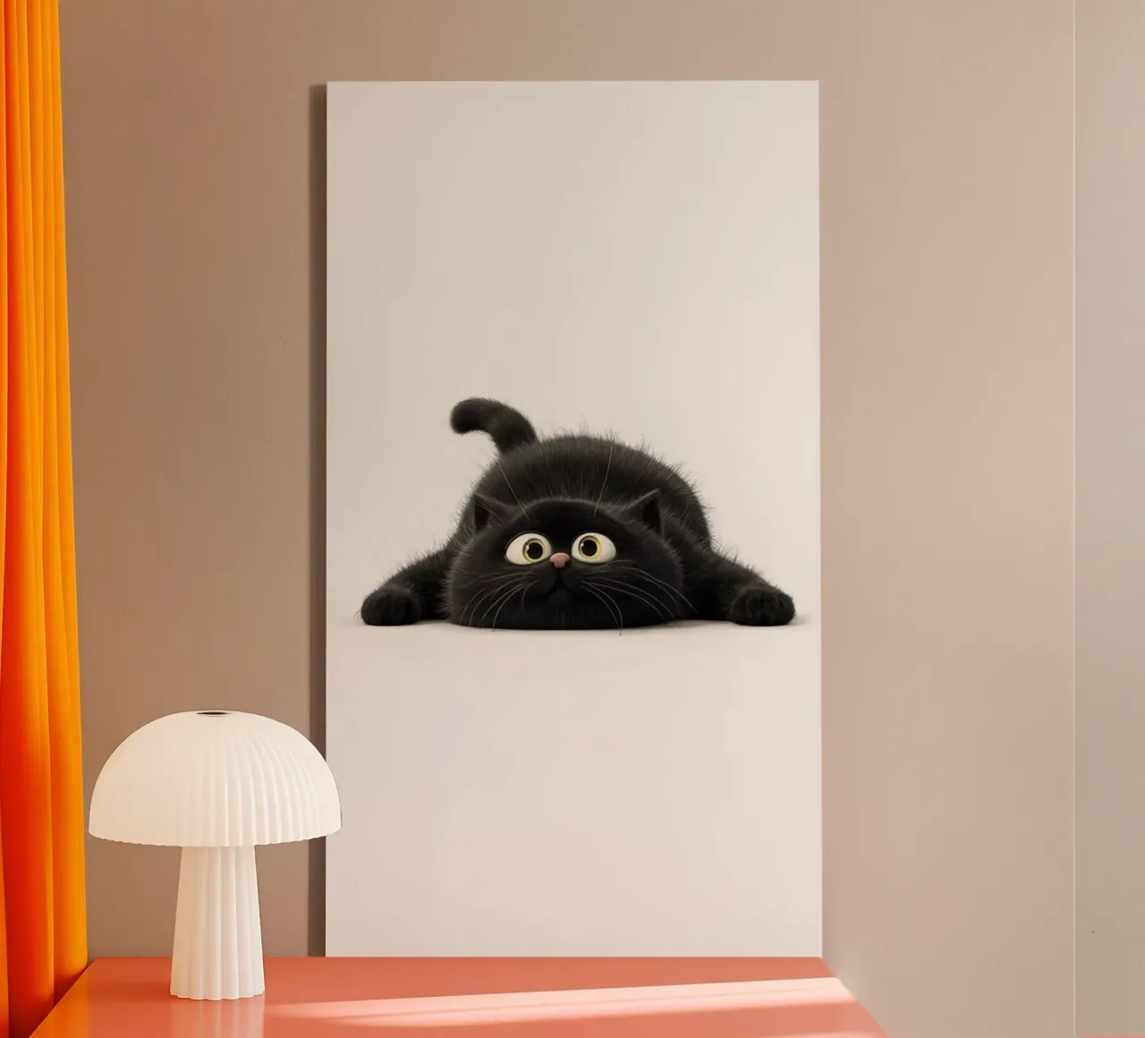 cat in white canvas met Baklijst van kichin