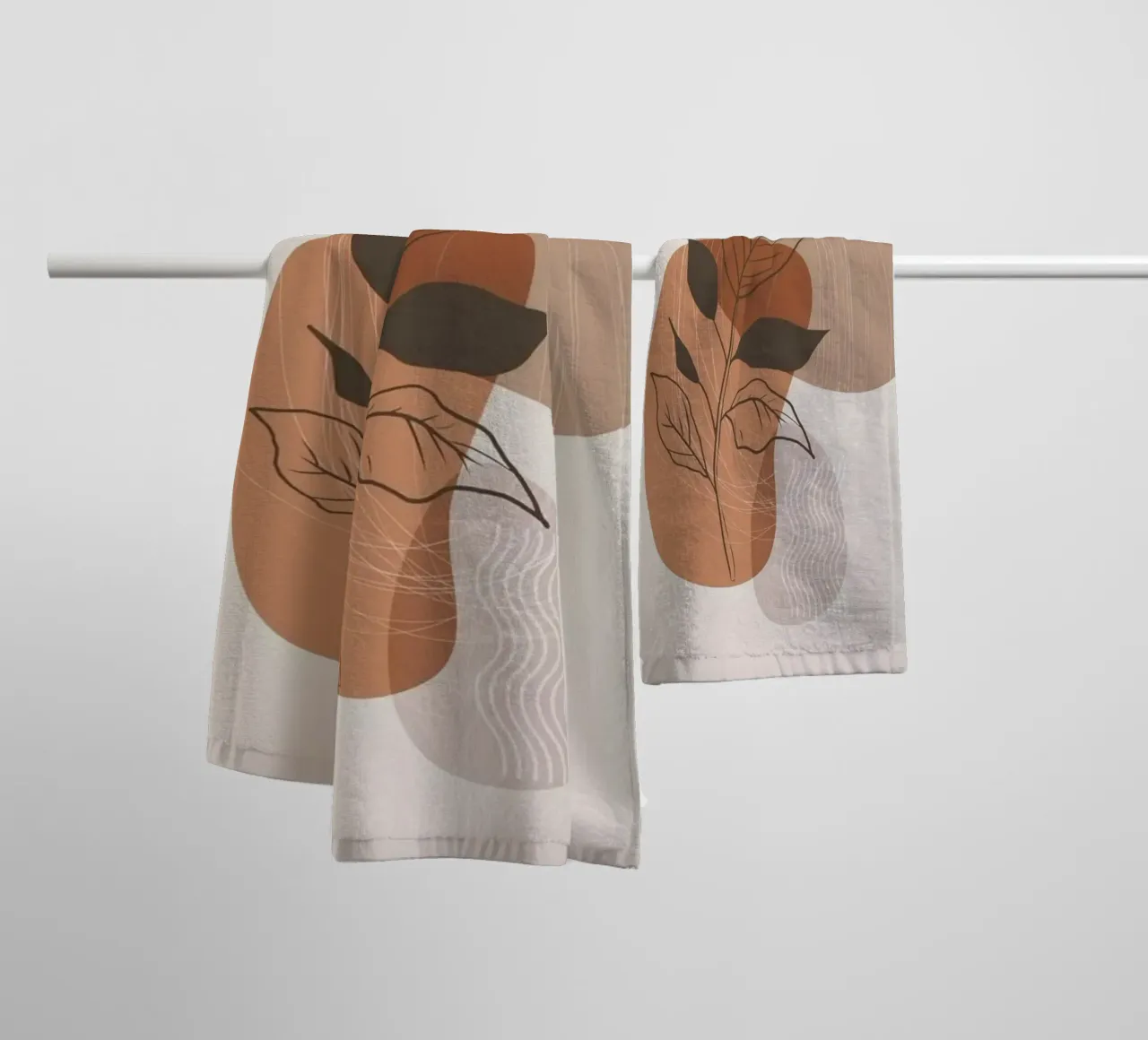 shape line flower and brown asciugamano da bagno da kichin