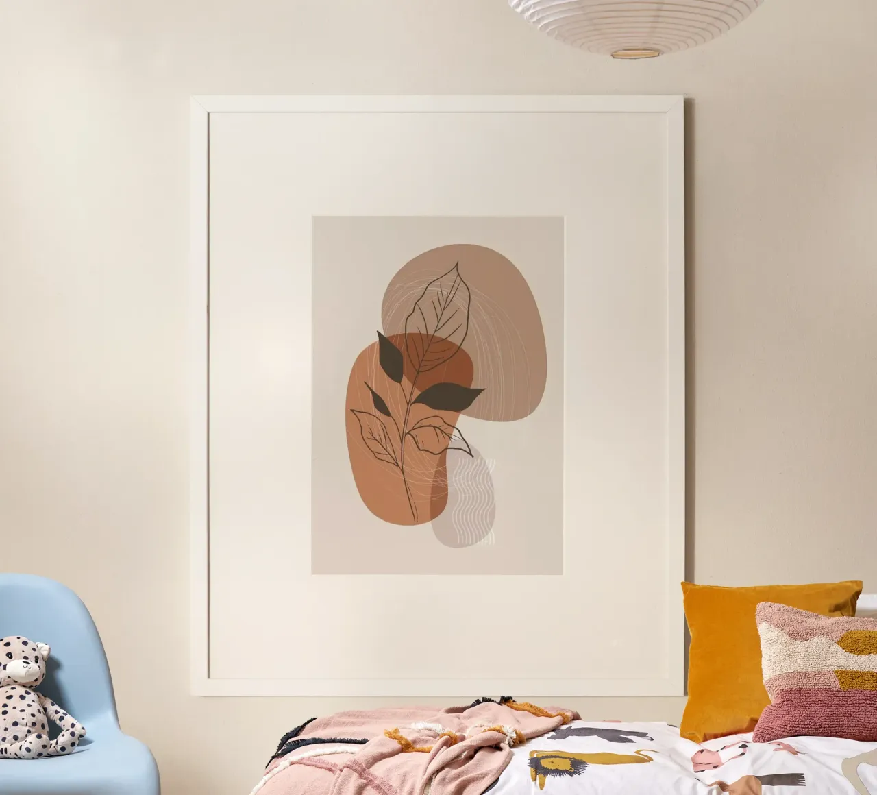 shape line flower and brown poster con telaio in alluminio da kichin
