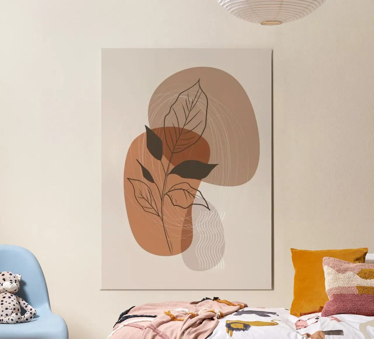 shape line flower and brown poster con telaio in alluminio da kichin