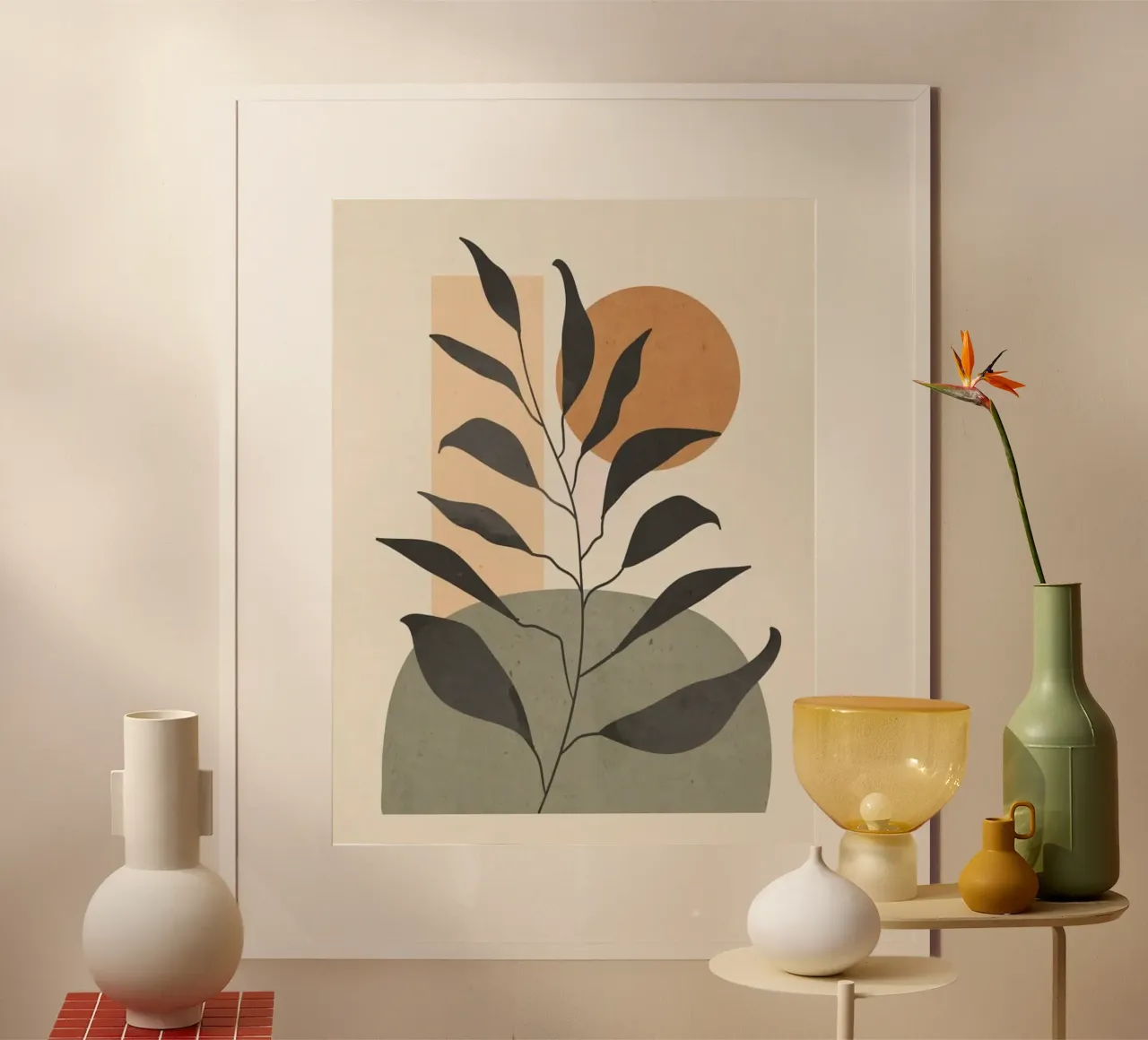 shape branch moon poster con telaio in alluminio da kichin