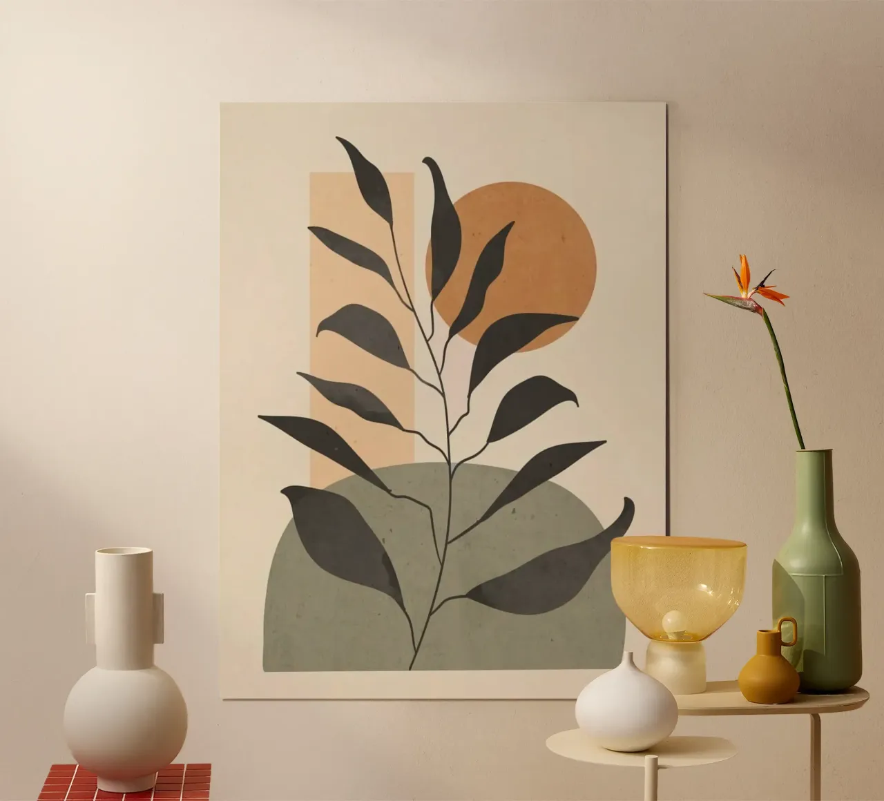 shape branch moon poster con telaio in alluminio da kichin
