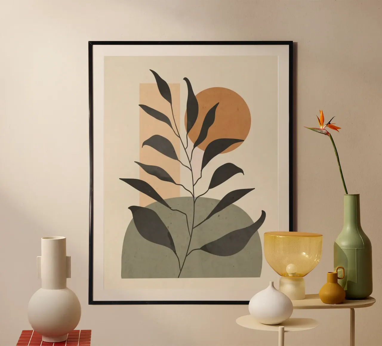 shape branch moon poster con telaio in alluminio da kichin