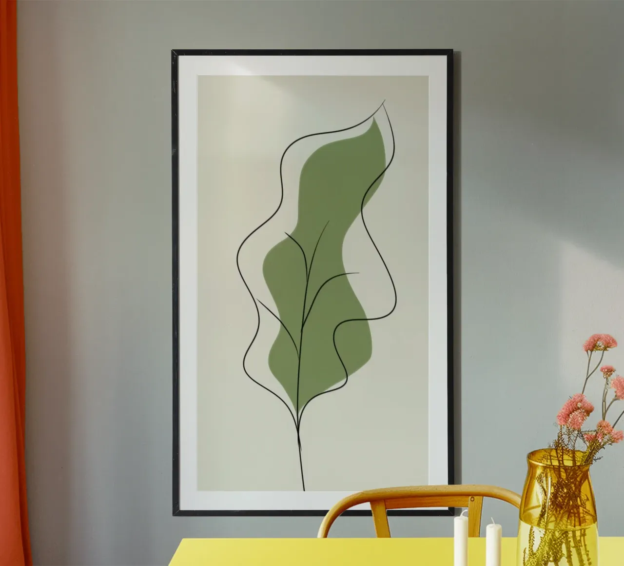 green leaf line poster da kichin