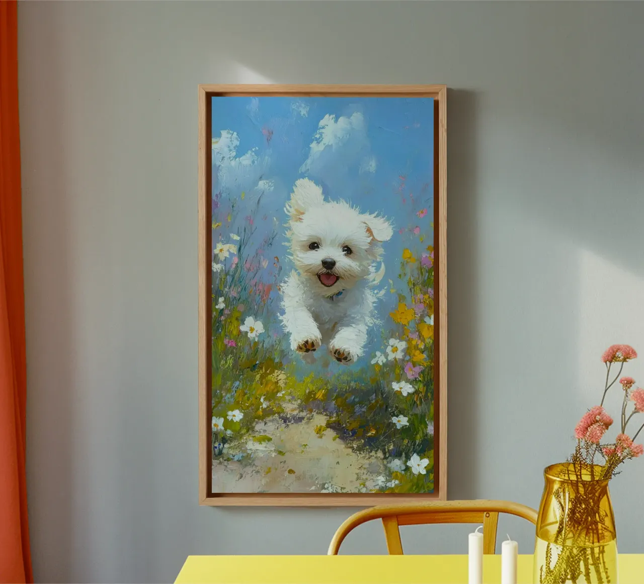 fun cat running canvas with Floater frame by lifeline