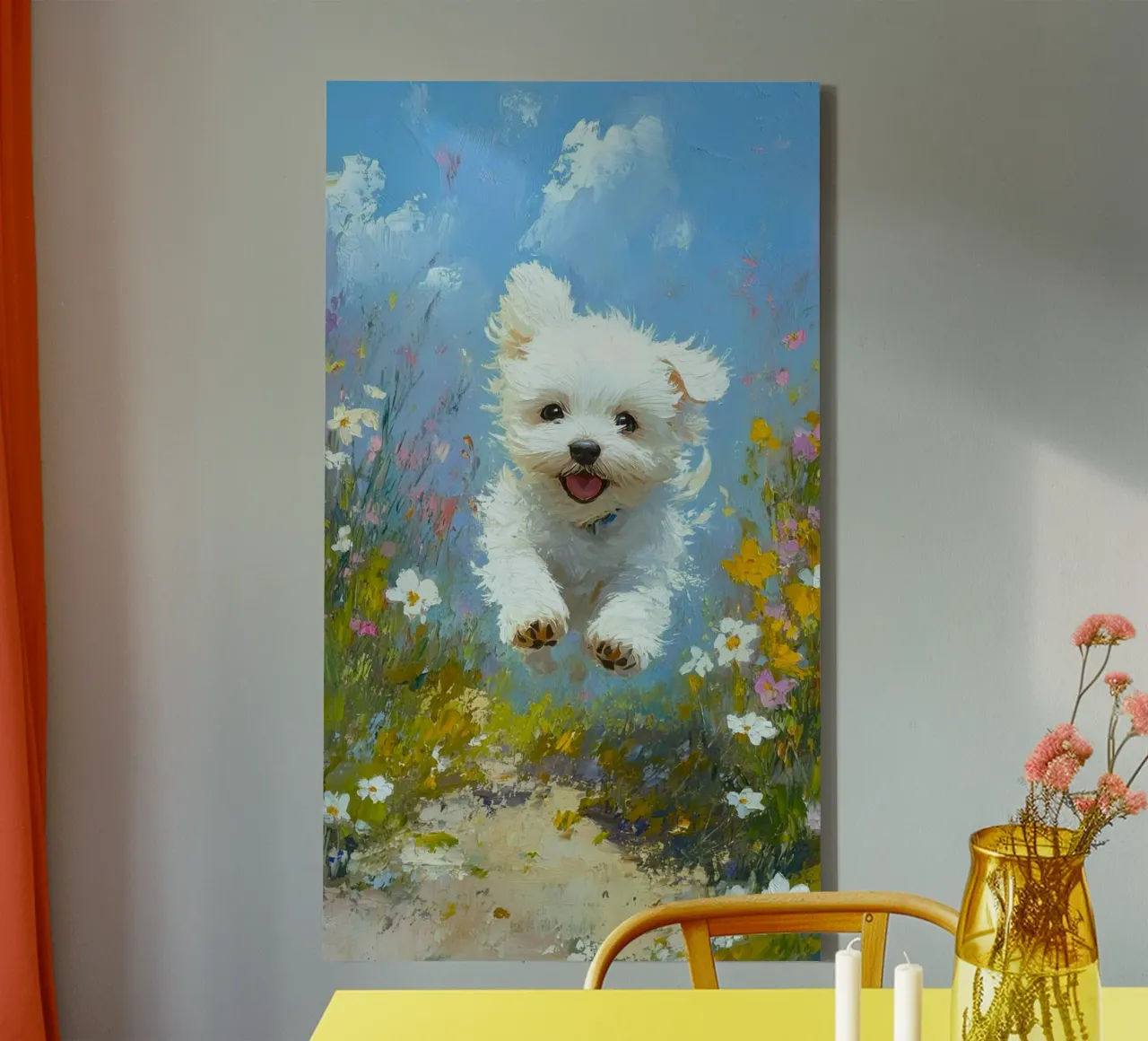 fun cat running canvas with Floater frame by lifeline