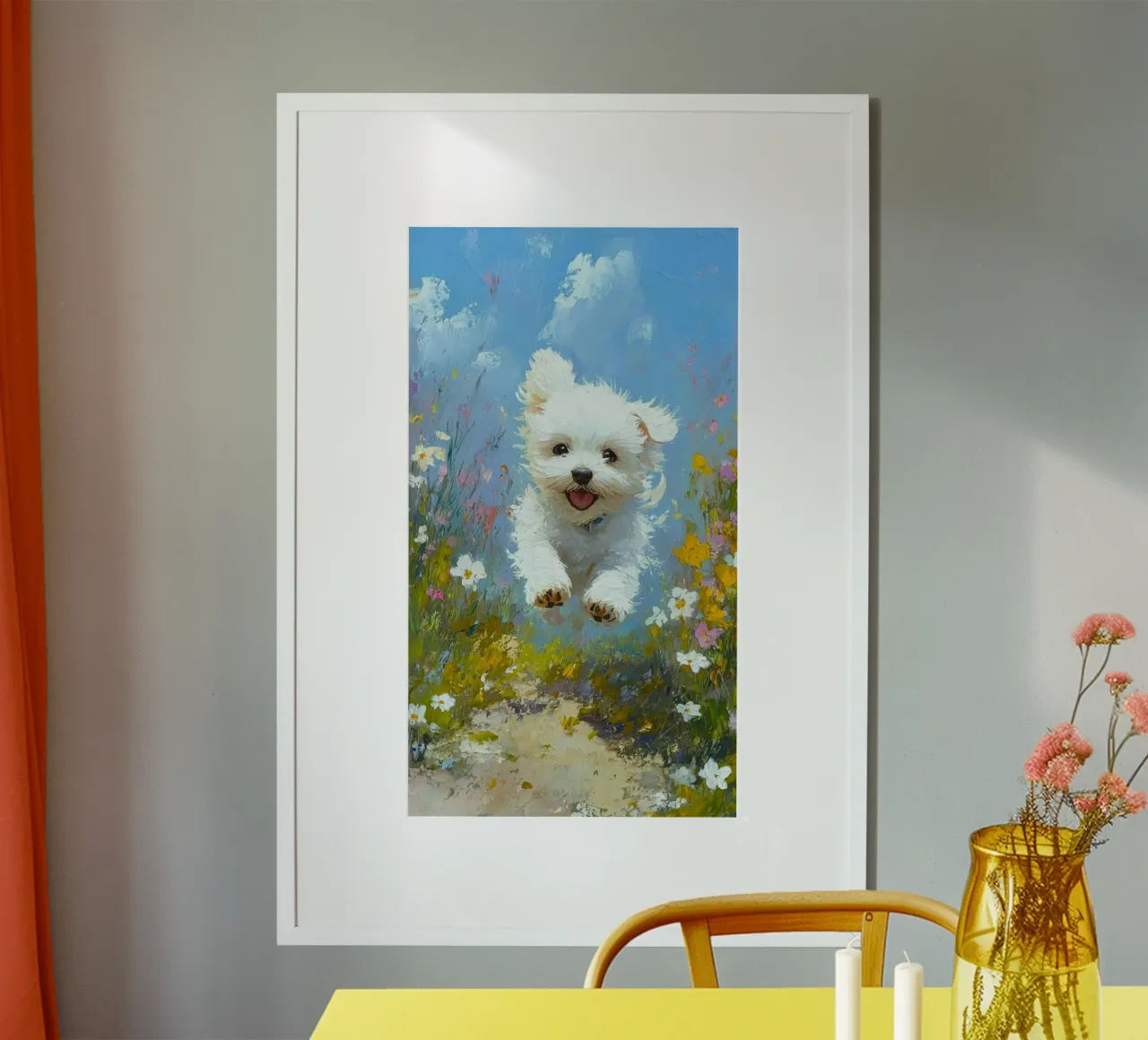 fun cat running poster con telaio in plastica da lifeline