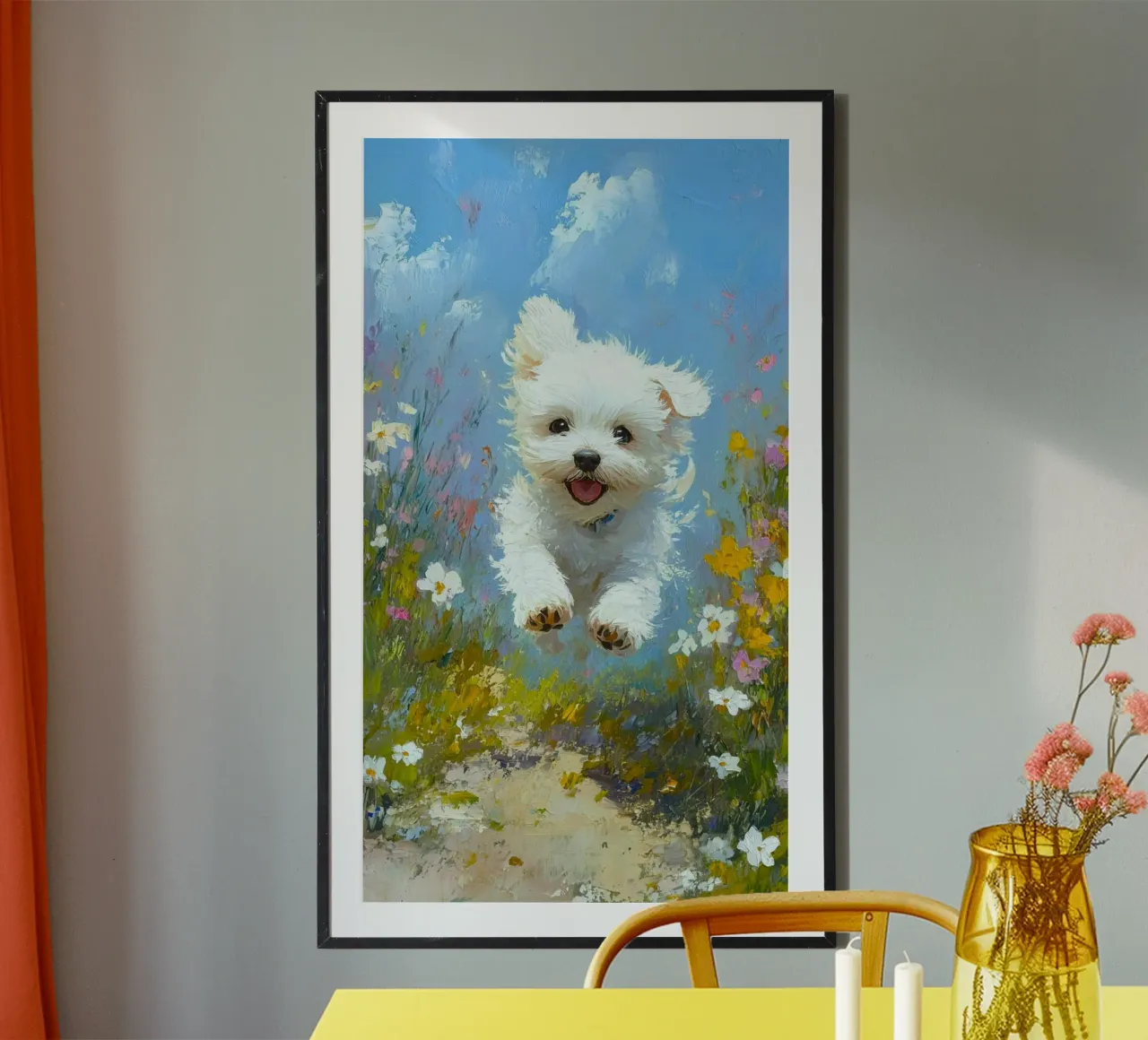 fun cat running poster con telaio in plastica da lifeline