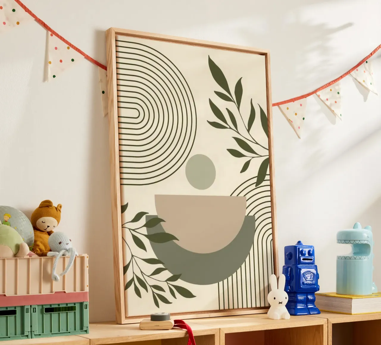 line circle and branch tela con Cornice a cassetta da miracle