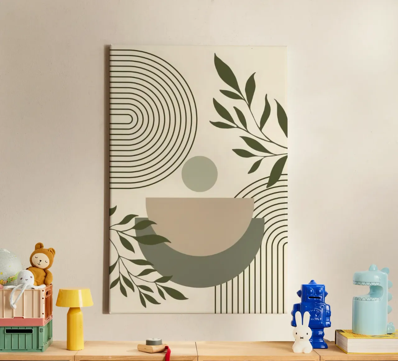 line circle and branch tela con Cornice a cassetta da miracle