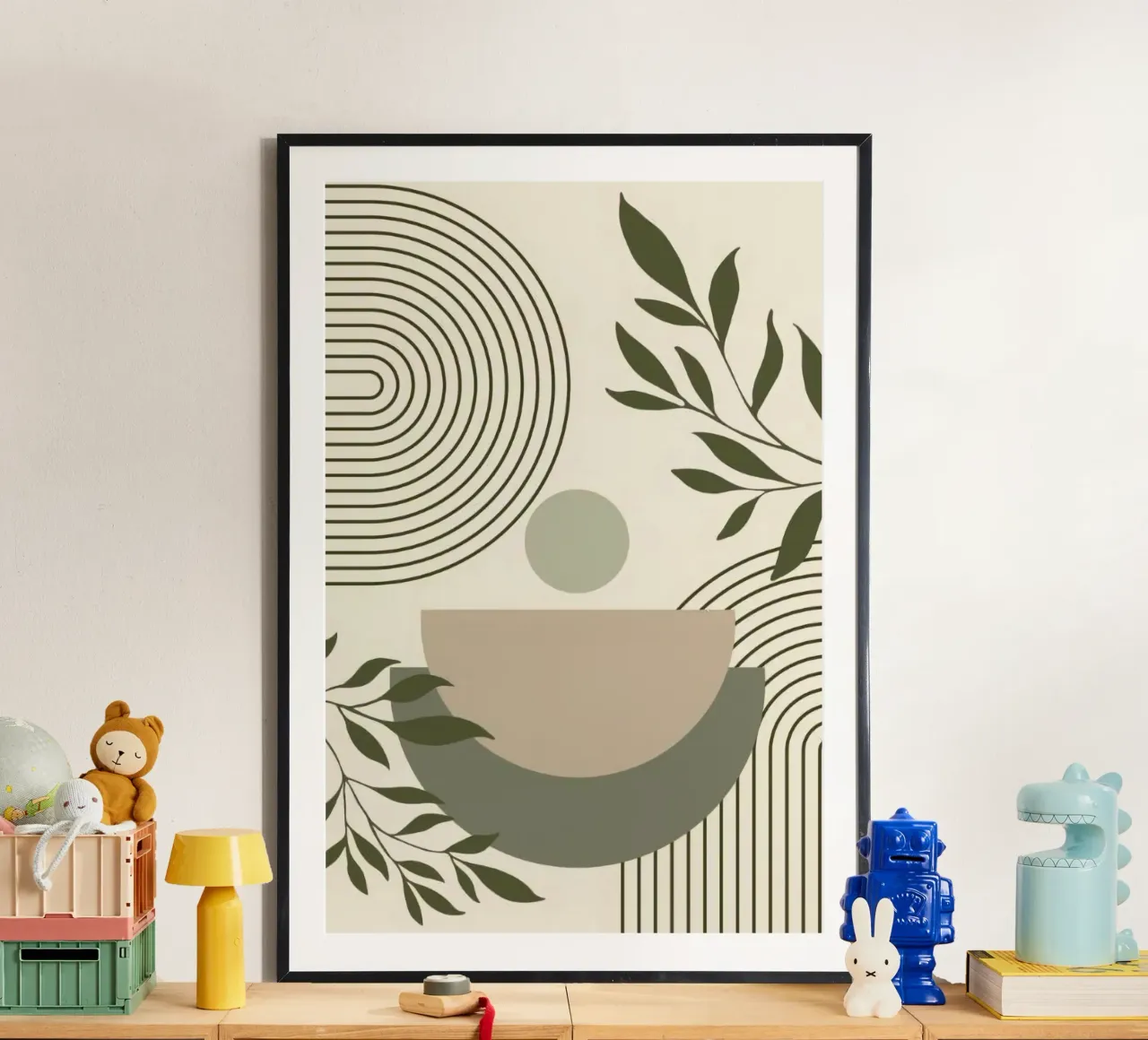 line circle and branch poster con telaio in alluminio da miracle