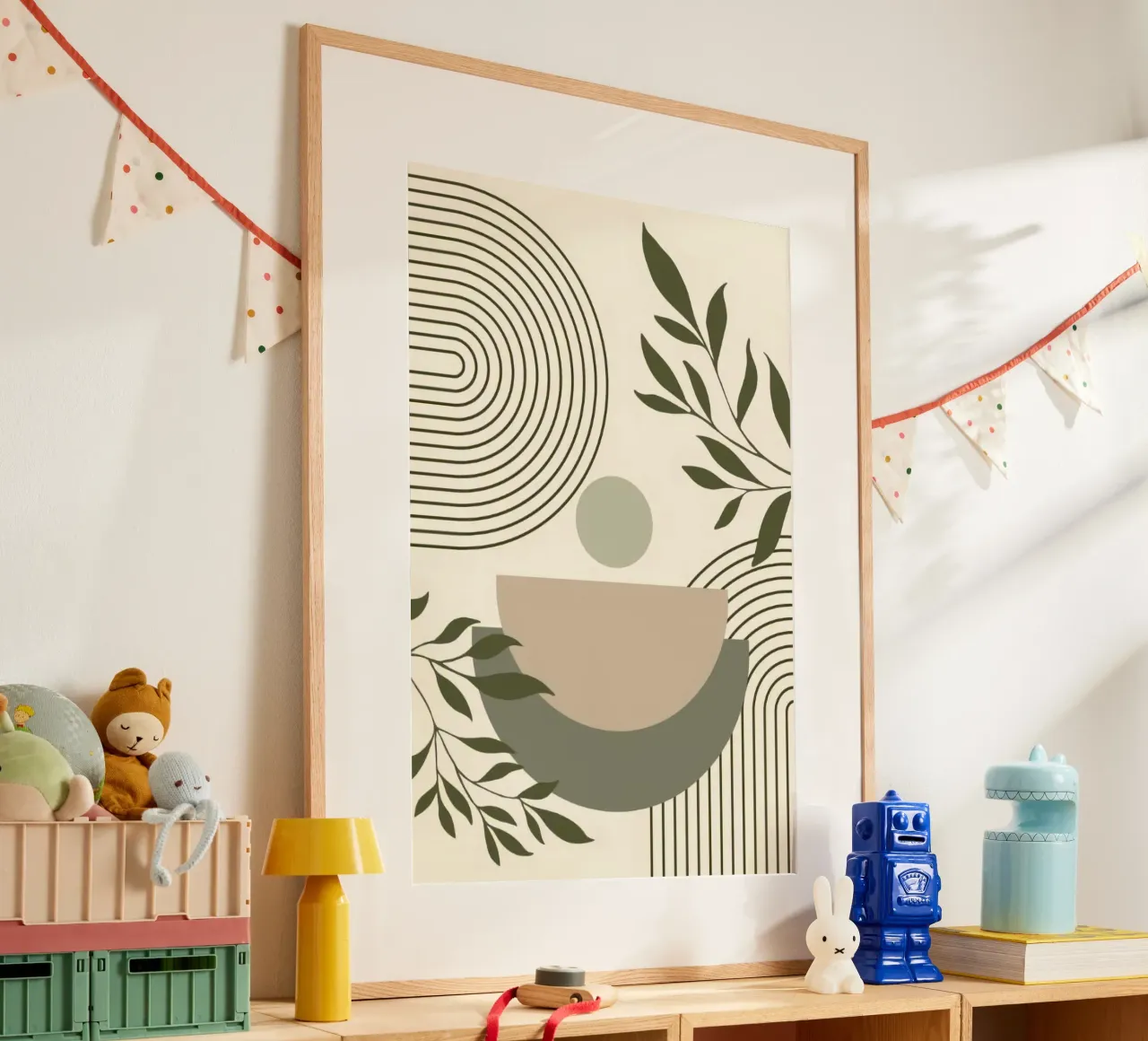 line circle and branch poster con telaio in alluminio da miracle