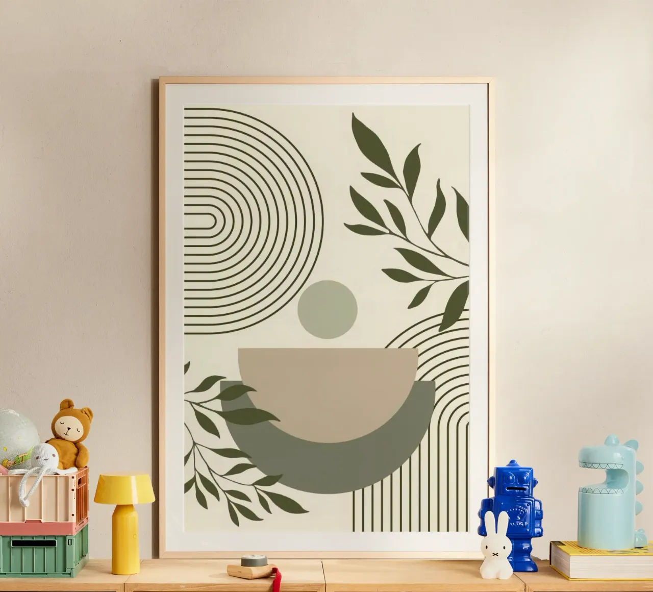 line circle and branch poster con telaio in alluminio da miracle