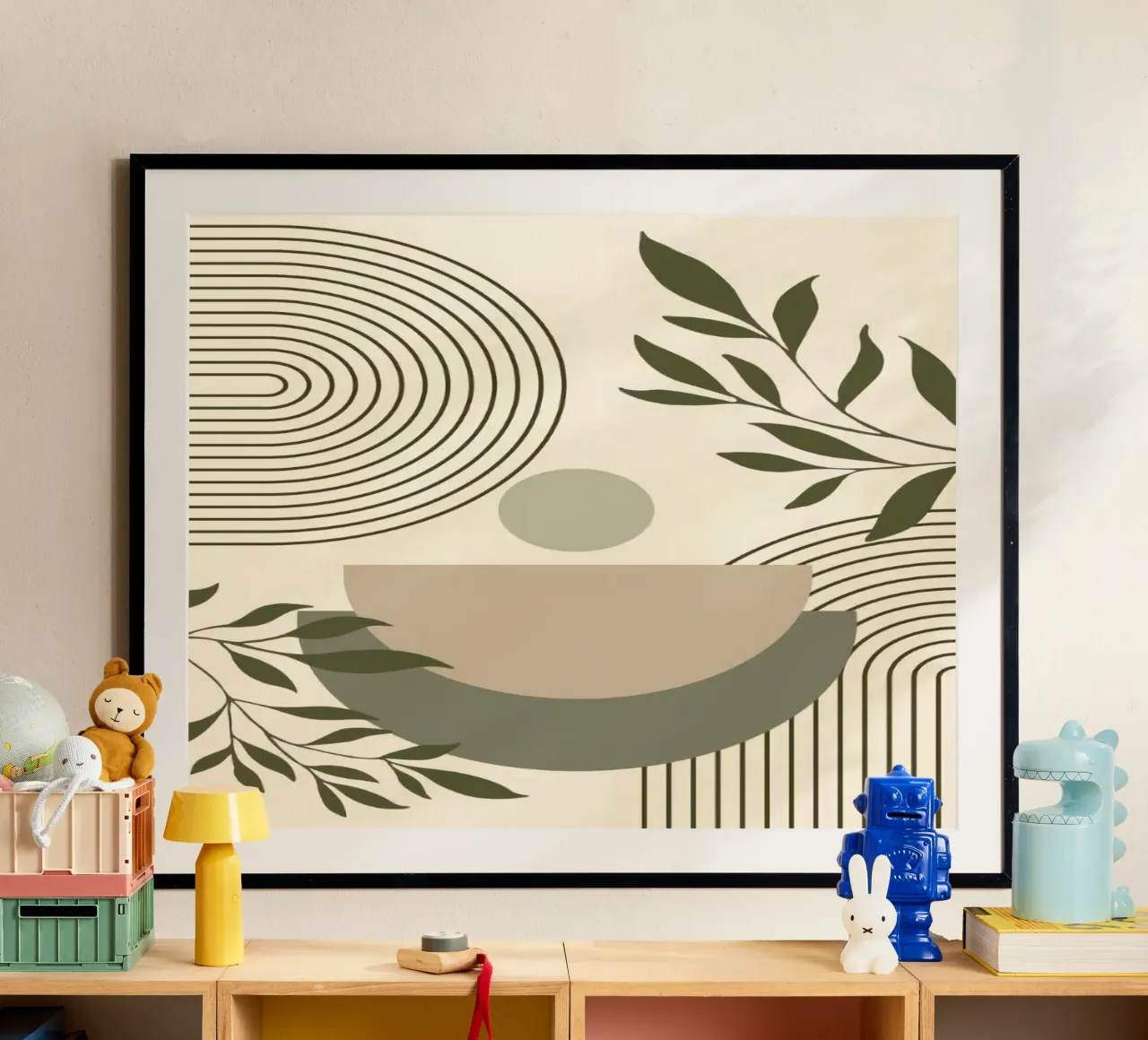 line circle and branch poster con telaio in alluminio da miracle