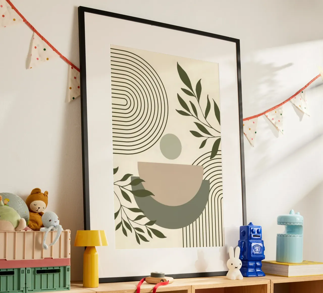 line circle and branch poster con telaio in alluminio da miracle
