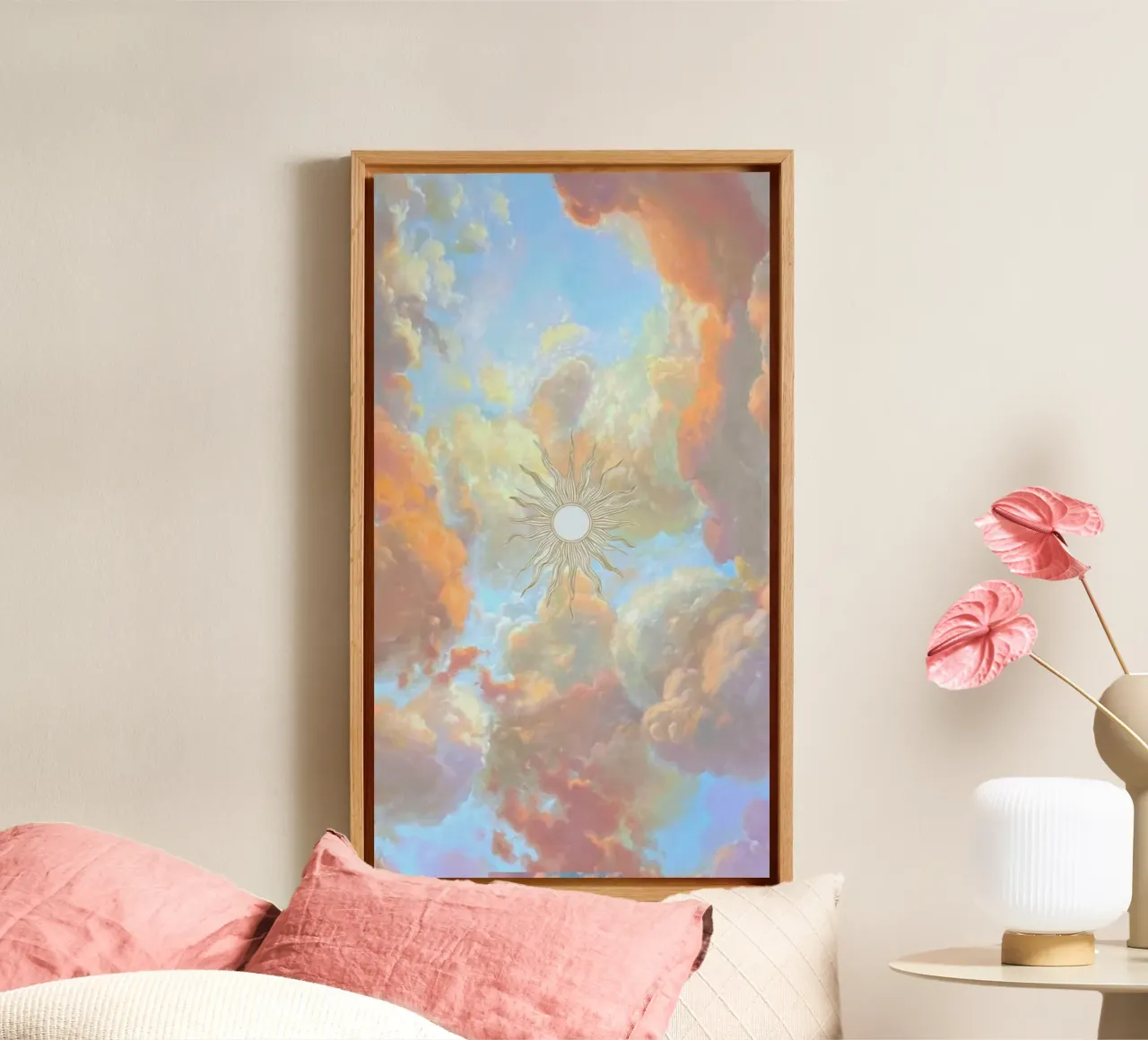 sunshine and clouds canvas with Floater frame by lifeline