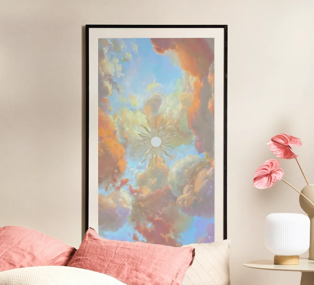 sunshine and clouds poster con telaio in plastica da lifeline