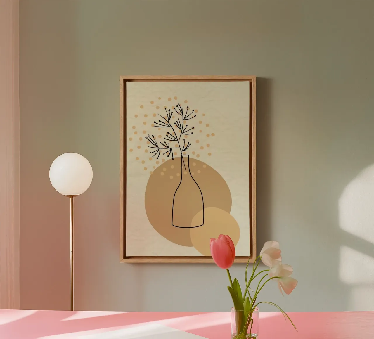 circle and bottle tela con Cornice a cassetta da miracle