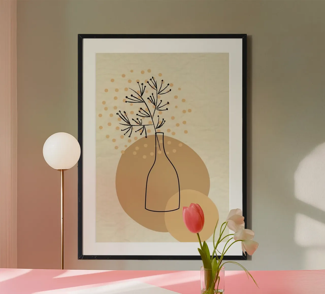 circle and bottle poster con telaio in legno da miracle