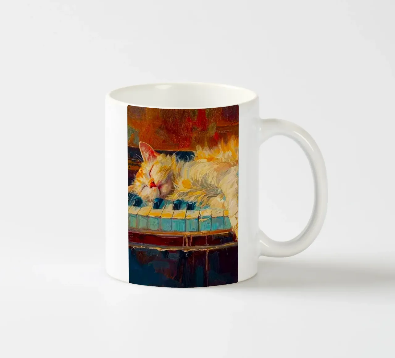 cat lie on piano tazza in ceramica da miracle