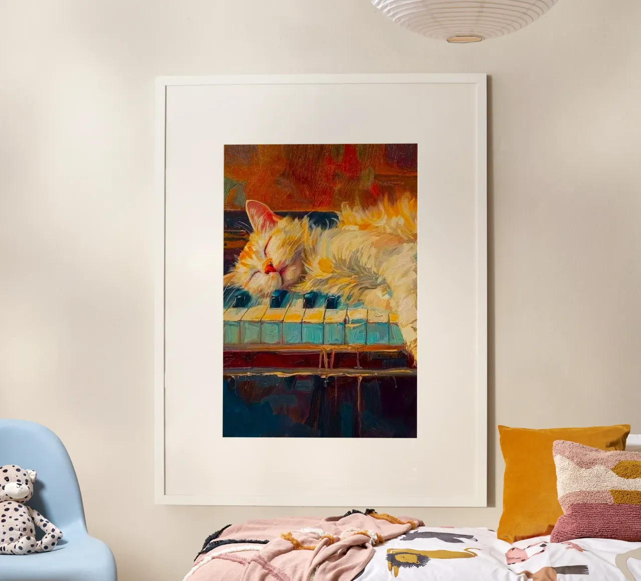 cat lie on piano poster da miracle